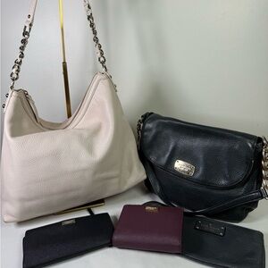 Kate Spade, Michael Kors leather wallets handbags wristlet 5pc bundle set AS IS